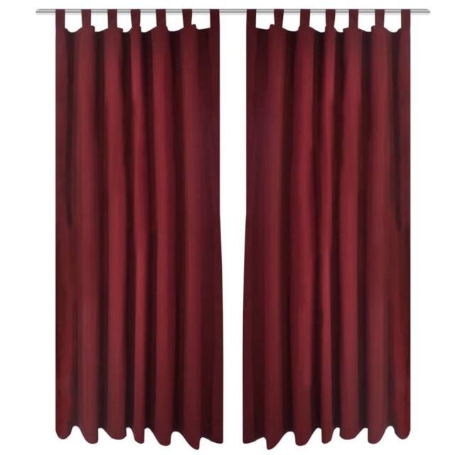 Berkfield Home 2 pcs Bordeaux Micro-Satin Curtains with Loops 140 x 245 cm in Red - image 1