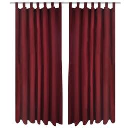 Berkfield Home 2 pcs Bordeaux Micro-Satin Curtains with Loops 140 x 245 cm in Red - thumbnail 1