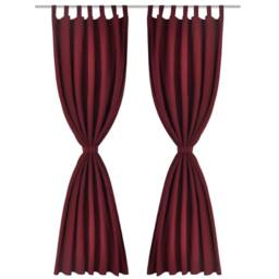 Berkfield Home 2 pcs Bordeaux Micro-Satin Curtains with Loops 140 x 245 cm in Red - thumbnail 2