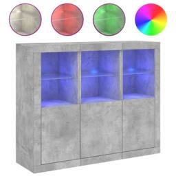 Berkfield Home Sideboards with LED Lights 3 pcs Concrete Grey Engineered Wood - thumbnail 1