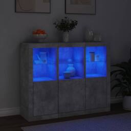 Berkfield Home Sideboards with LED Lights 3 pcs Concrete Grey Engineered Wood - thumbnail 3