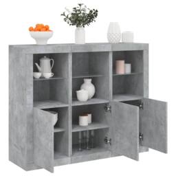 Berkfield Home Sideboards with LED Lights 3 pcs Concrete Grey Engineered Wood - thumbnail 2