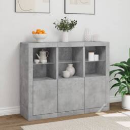Berkfield Home Sideboards with LED Lights 3 pcs Concrete Grey Engineered Wood - thumbnail 4