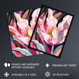 "Artery8 Dutch Tulip Mania Colourful Flower Folk Patterns Wall Art Print in Pink - Size: W12"" x H16""" - thumbnail 2