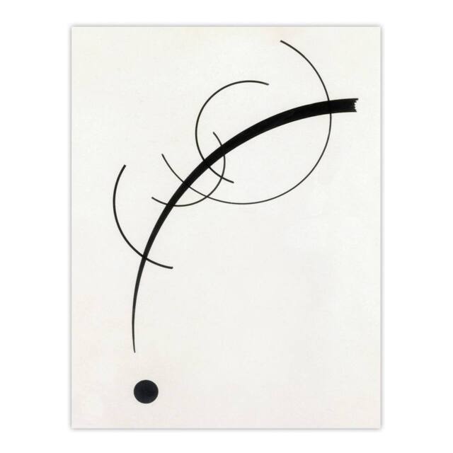 "Artery8 Free Curve to the Point Wassily Kandinsky Wall Art Poster Print in White - Size: W18"" x H24""" - image 1