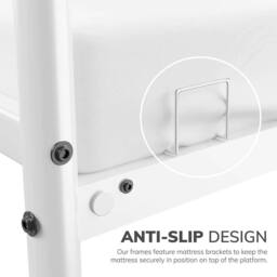 House of Home Single Bed Frame Metal Rounded Headboard Easy Assembly Under Bed Base Storage Space in White - thumbnail 6