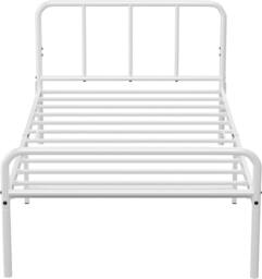 House of Home Single Bed Frame Metal Rounded Headboard Easy Assembly Under Bed Base Storage Space in White - thumbnail 8