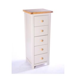 Cabinet Bits Argenta 5 Drawer Narrow Chest of Drawers Wood Knob in Light Grey - thumbnail 3