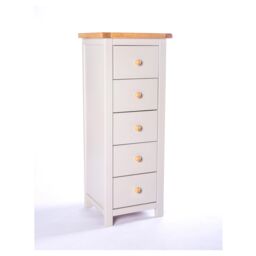 Cabinet Bits Argenta 5 Drawer Narrow Chest of Drawers Wood Knob in Light Grey - thumbnail 2
