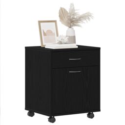 Berkfield Home Rolling Cabinet in Black Oak, 45x38x54 cm, Made of Engineered Wood - Size: 45 x 38 x 54 cm - thumbnail 3