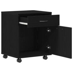 Berkfield Home Rolling Cabinet in Black Oak, 45x38x54 cm, Made of Engineered Wood - Size: 45 x 38 x 54 cm - thumbnail 5