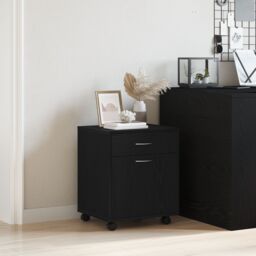 Berkfield Home Rolling Cabinet in Black Oak, 45x38x54 cm, Made of Engineered Wood - Size: 45 x 38 x 54 cm - thumbnail 4