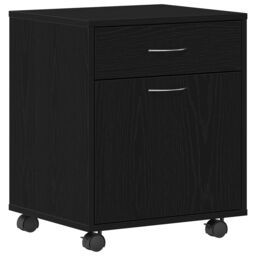 Berkfield Home Rolling Cabinet in Black Oak, 45x38x54 cm, Made of Engineered Wood - Size: 45 x 38 x 54 cm - thumbnail 2
