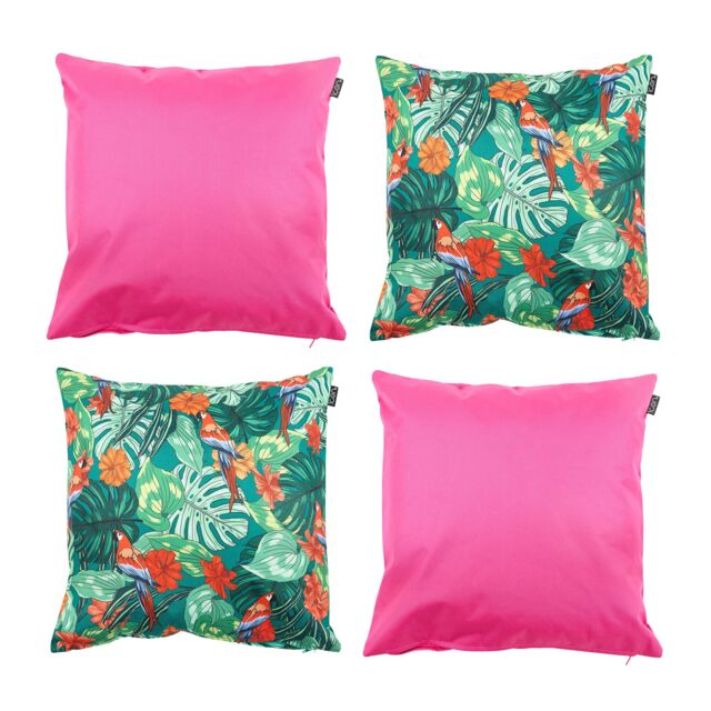 icon Indoor & Outdoor Waterproof Cushion, Parrot & Pink (4-Pack) - Size: 43 cm x 43 cm - image 1