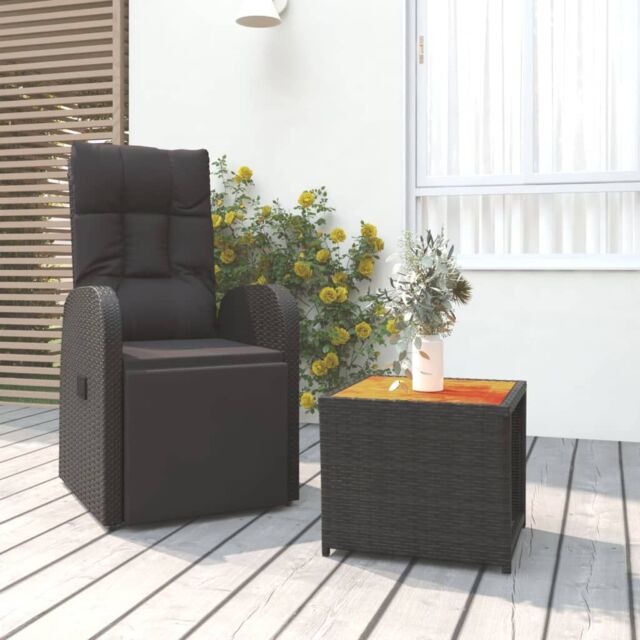 Berkfield Home 2 Piece Garden Lounge Set Black Poly Rattan&Solid Wood Acacia - image 1