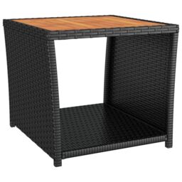 Berkfield Home 2 Piece Garden Lounge Set Black Poly Rattan&Solid Wood Acacia - thumbnail 5