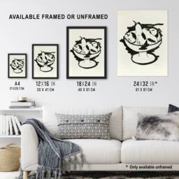 "Artery8 Bowl of Fruit Still Life Sketch Hartley Framed Wall Art Print in White - Size: W12"" x H16""" - thumbnail 3