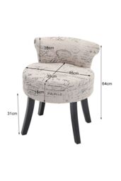 Living and Home Low Back Vanity Stool Dressing Table Chair in Khaki - thumbnail 2