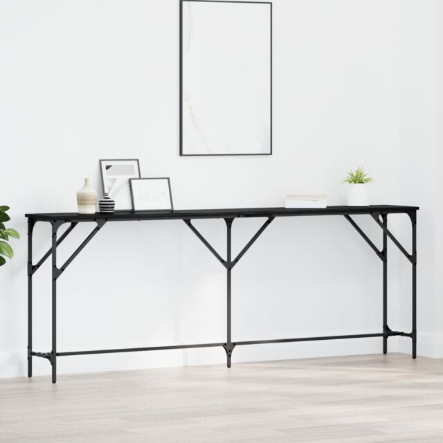 Berkfield Home Console Table Black Oak 200x29x75 cm Engineered Wood - Size: 200 x 29 x 75 cm - image 1