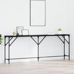 Berkfield Home Console Table Black Oak 200x29x75 cm Engineered Wood - Size: 200 x 29 x 75 cm - thumbnail 1