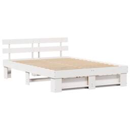 Berkfield Home with Drawer with Headboard with Storage White 140 x 200 cm Pine wood - thumbnail 7