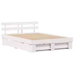 Berkfield Home with Drawer with Headboard with Storage White 140 x 200 cm Pine wood