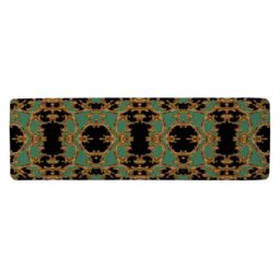 Benjamin Tate Design Black & Green Baroque Runner Rug in Natural - Size: 67 cm x 230 cm - thumbnail 1
