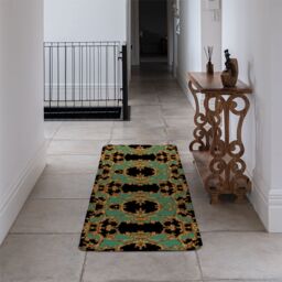 Benjamin Tate Design Black & Green Baroque Runner Rug in Natural - Size: 67 cm x 230 cm - thumbnail 3