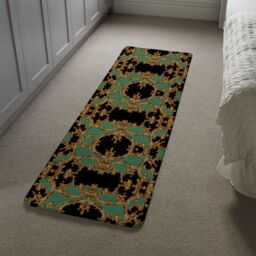 Benjamin Tate Design Black & Green Baroque Runner Rug in Natural - Size: 67 cm x 230 cm - thumbnail 4