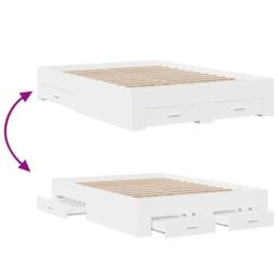 Berkfield Home Bed Frame with Drawers without Mattress White 140x190 cm - thumbnail 7