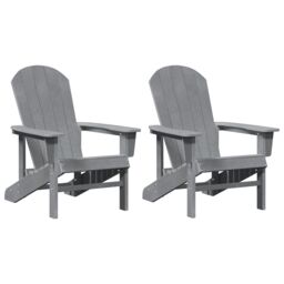 Berkfield Home Adirondack Chairs 2 pcs Light Grey 74x82x90 cm HDPE - Size: 74 x 82 x 90 cm - thumbnail 2