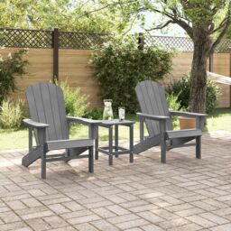 Berkfield Home Adirondack Chairs 2 pcs Light Grey 74x82x90 cm HDPE - Size: 74 x 82 x 90 cm - thumbnail 3