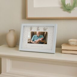 Happy Homewares Modern Grandson 4x6 White Picture Frame with Silver Foil Falling Dots - thumbnail 5