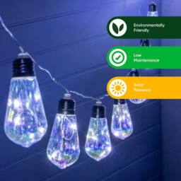 Gardenwize 10pc 2m Solar Tubular LED Bulb String Lights in Silver - thumbnail 3
