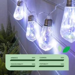 Gardenwize 10pc 2m Solar Tubular LED Bulb String Lights in Silver - thumbnail 5