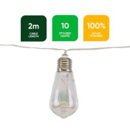 Gardenwize 10pc 2m Solar Tubular LED Bulb String Lights in Silver - thumbnail 2