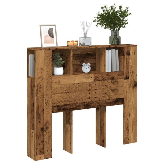Berkfield Home Headboard Cabinet Old Wood 120x19x104.5 cm Engineered Wood in Brown - image 1