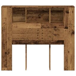 Berkfield Home Headboard Cabinet Old Wood 120x19x104.5 cm Engineered Wood in Brown - thumbnail 4
