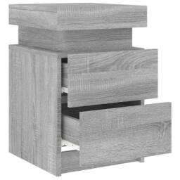 Berkfield Home Beautiful Bedside Cabinet with LED Lights Grey Sonoma 35x39x55 cm - Size: 35 x 39 x 55 cm - thumbnail 7