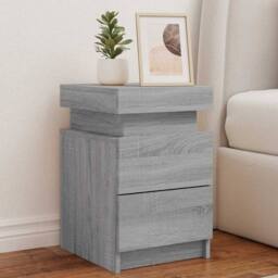 Berkfield Home Beautiful Bedside Cabinet with LED Lights Grey Sonoma 35x39x55 cm - Size: 35 x 39 x 55 cm - thumbnail 2