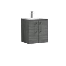 Balterley Bathroom 2 Soft Close Door, Wall Hung Vanity Unit, Anthracite, 500mm in Grey - thumbnail 1