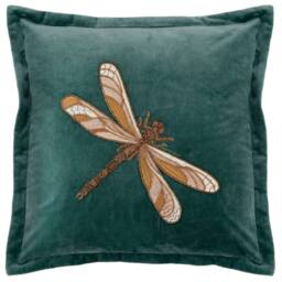 Voyage Maison Aria Velvet Embroidered Dragonfly Cushion in Teal - Size: 50 cm x 50 cm - thumbnail 1