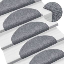Berkfield Home Self-adhesive Stair Mats 10 pcs Light Grey 65x21x4 cm Needle Punch - Size: Medium - thumbnail 1