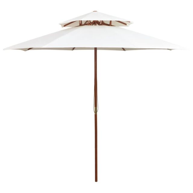 Berkfield Home Double Decker Parasol 270x270 cm Wooden Pole Cream White - image 1