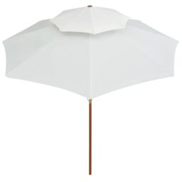 Berkfield Home Double Decker Parasol 270x270 cm Wooden Pole Cream White - thumbnail 3