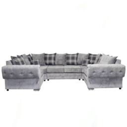 SNUG FURNITURE BIRMINGHAM LTD Verona Grey Chenile U Shape 6 Seater Sofa