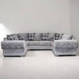 SNUG FURNITURE BIRMINGHAM LTD Verona Grey Chenile U Shape 6 Seater Sofa - thumbnail 2