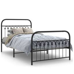 Berkfield Home Metal Bed Frame without Mattress with Footboard Black 100x190cm - Size: 100x190 cm - thumbnail 1