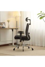 Home Source Breathable Office Chair Adjustable Armrest & Headrest Silent Casters in Black - thumbnail 7