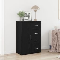 Berkfield Home Sideboard Black Oak 60x31x84 cm Engineered Wood - Size: 60 x 31 x 84 cm